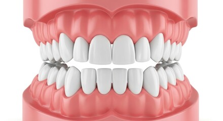 Fototapeta premium Close-up of healthy human teeth and gums with braces for orthodontic treatment