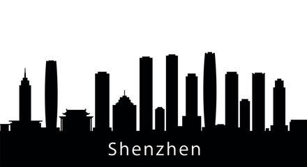 Fototapeta premium Shenzhen city skyline silhouette with modern skyscrapers