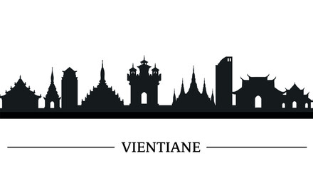 Fototapeta premium Vientiane skyline silhouette showing iconic landmarks and architecture