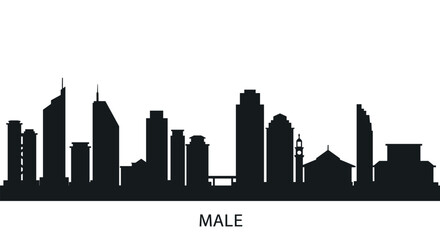 Fototapeta premium Modern silhouette of male city skyline with iconic landmarks