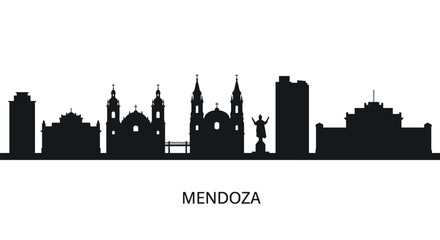 Obraz premium Mendoza city skyline silhouette with iconic landmarks