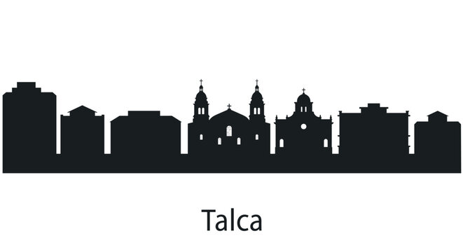 Silhouette of talca city skyline with historic architecture