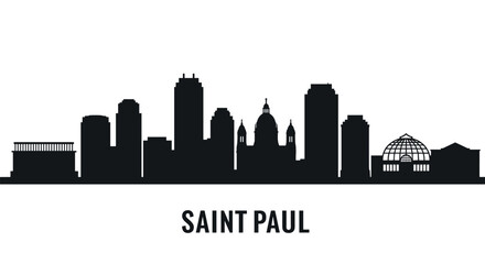 Naklejka premium Saint paul skyline silhouette with notable landmarks and buildings