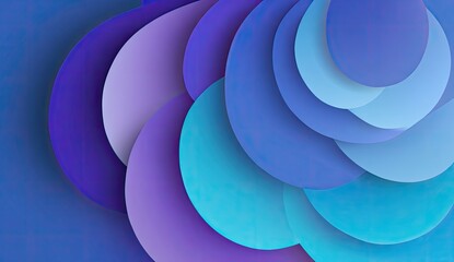 Abstract layered circles in a gradient of blues and purples