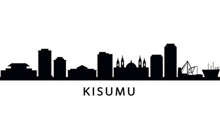 Naklejka premium Kisumu city skyline silhouette: urban landmarks and iconic architecture