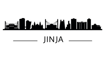 Fototapeta premium Jinja city skyline silhouette with landmarks and modern buildings