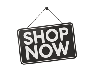 A black and white hanging sign with the words shop now in bold white letters against a solid black background perfect for retail promotions