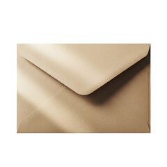 Close up of a beige envelope with its flap closed on white background.