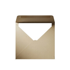 Open kraft paper envelope with a blank white card inside.