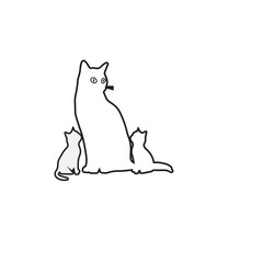 Minimalist Cat Family Drawing