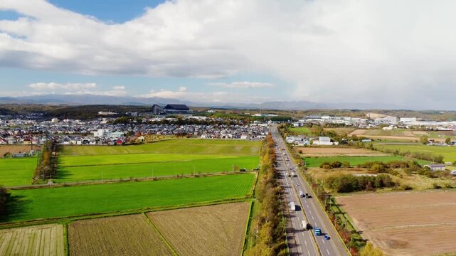 北海道の郊外から見る広大な風景