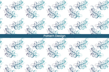 Elegant abstract floral pattern with swirling lines and watercolor textures in blue and green hues