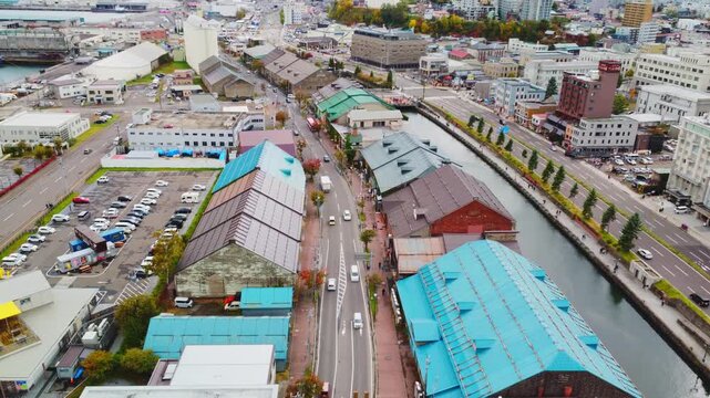 小樽の街中を空撮