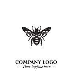 Stylish Bee Logo Symbol in Black on White Background with Minimalist and Modern Elegant Design
