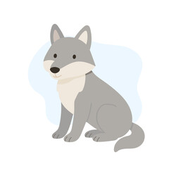 Charming Illustration of a Grey Wolf: Capturing the Essence of Wilderness Through Simple. Forest animal and Woodland fauna
