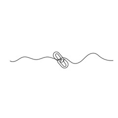 Obraz premium Chain link icon continuous one line drawing of outline vector illustration 