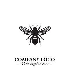Stylish Bee Logo Symbol in Black on White Background with Minimalist and Modern Elegant Design
