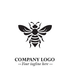 Stylish Bee Logo Symbol in Black on White Background with Minimalist and Modern Elegant Design
