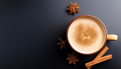 chai latte top down view space for text