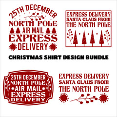 Christmas Shirt Design Bundle vector merry Christmas, December, Red, Custom
