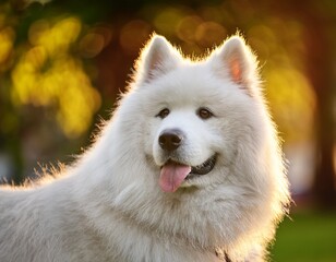 Obraz premium perro samoyedo en el parque