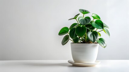 minimalist peperomia plant in white ceramic pot home style