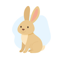 Charming Cartoon Bunny Sitting Comfortably with Soft Features and a Serene Background. Forest animal and Woodland fauna
