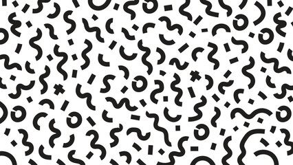 Abstract geometric seamless pattern with modern shapes. creative minimal background design with circles, lines, triangles, and squiggles for wrapping paper, wallpaper, or digital projects