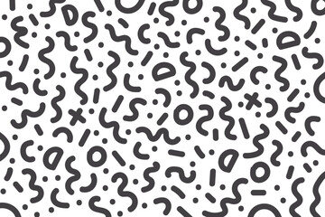 Abstract geometric seamless pattern with modern shapes. creative minimal background design with circles, lines, triangles, and squiggles for wrapping paper, wallpaper, or digital projects