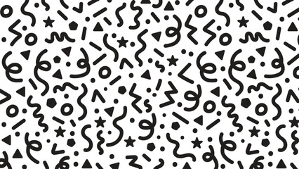 Abstract pattern with doodle lines and dots. modern minimal design with geometric shapes and squiggles for wrapping paper, wallpaper, textile, or digital background projects