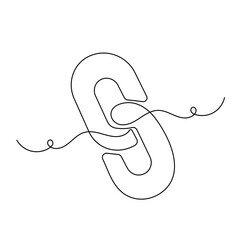 Chain link  icon   continuous one line drawing of outline vector illustration 