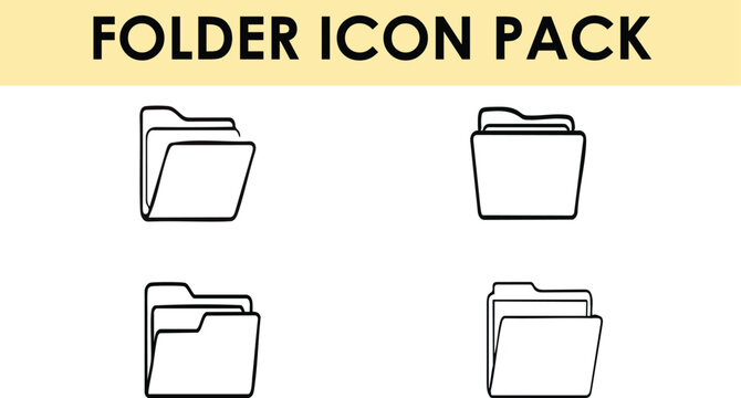 Folder icon pack collection of simple folder icons archive, file, document, storage, organize