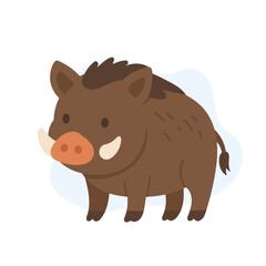 Whimsical and Playful Illustration of a Cartoon Boar with Adorable Features . Forest animal and Woodland fauna