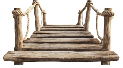 Obraz premium Wooden bridge with rope railing (3)