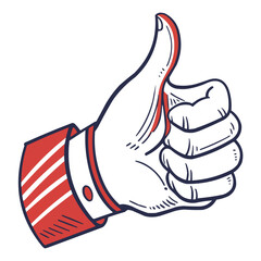 Thumbs up hand gesture icon for like or success concept.