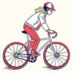 Male cyclist on a bicycle is riding in a sport race with helmet.