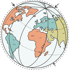 Vector illustration of a hand holding a globe, representing the global concepts of travel and business on the planet earth.