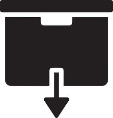 Black Storage Box with Down Arrow Icon | Minimal Flat Vector Design for Abode Stork