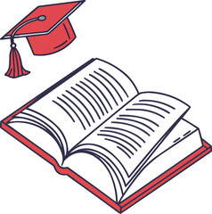 Vector illustration of an open book with a bookmark, a symbol of education, reading, and learning