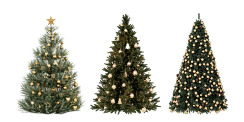 Set of christmas trees isolated on white
