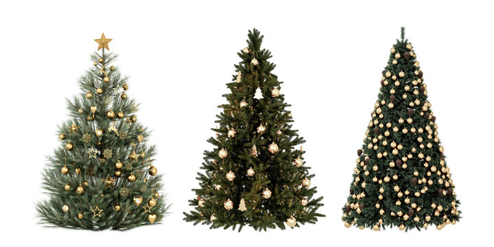 Set of christmas trees isolated on white