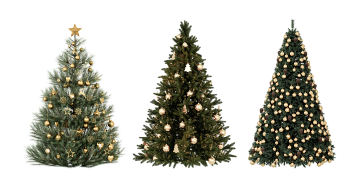 Set of christmas trees isolated on white