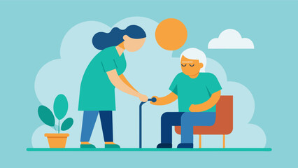 A caregiver being taught how to adapt their caregiving techniques for patients with different types of dementia such as Alzheimers or vascular dementia.. Vector illustration