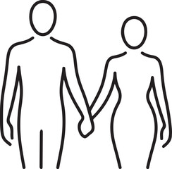 Couple holding hands simple line art symbol