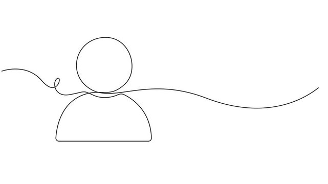 profile icon animation continuous one line drawing, 4K video animation with alpha channel. Full length one line animation. Account icon in thin line and Flat Design. User person icon continuous one