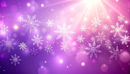 Abstract Winter Background with Sparkling Snowflakes and Bokeh Lights