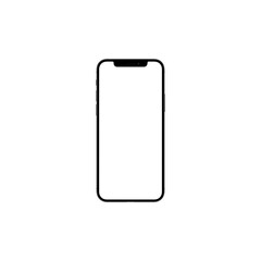 Smartphone isolated on white background with blank screen