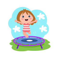 Little girls play. Children's activities.vector template design illustration
