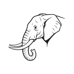 Obraz premium Black and White Illustration of an Elephant's Head with Tusks