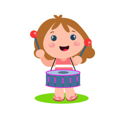 Little girls play. Children's activities.vector template design illustration